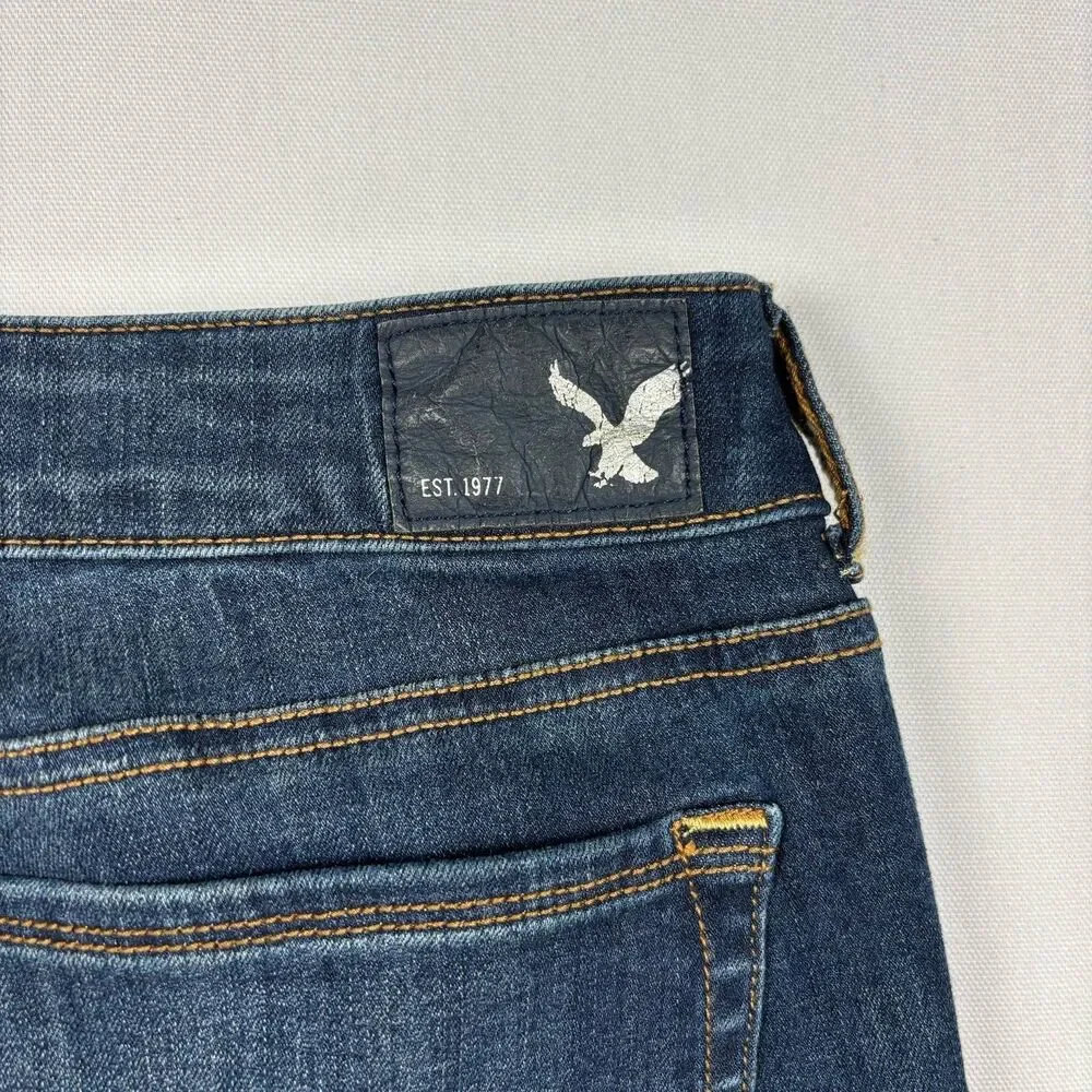 American Eagle Jeans Skinny Kick Boot Cut 360 Super Stretch Womens Size 16 Blue